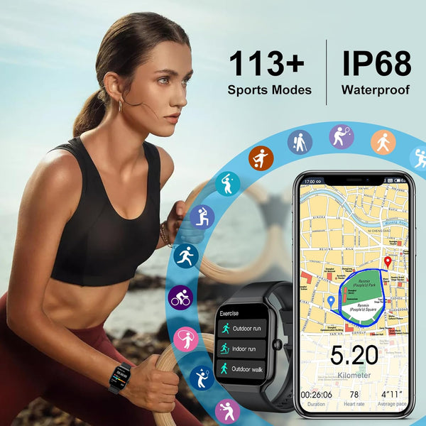 Smart Watch for Men Women, 1.96"HD Smartwatch (Answer/Make Call) with Heart Rate/Sleep Monitor/Spo2/Pedometer, 2025 New Fitness Watch 113+ Sport