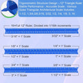 Architectural Scale Ruler, 12'' Imperial Architect Scale, Engineer Scale Ruler for Blueprints, Aluminum Triangle Drafting Ruler (Blue)