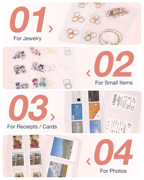BAGSMART Jewelry Travel Organizer Case for Home Jewelry Organizer Storage Ring Binder Clear Bags Zipper Rolls Pouch for Necklaces, Earrings,