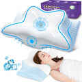 Cool Cervical Neck Pillow for Pain Relief, Ergonomic Contour Side Sleeper Pillow for Adults, Orthopedic Memory Foam Back Stomach Sleepers, 2 in 1