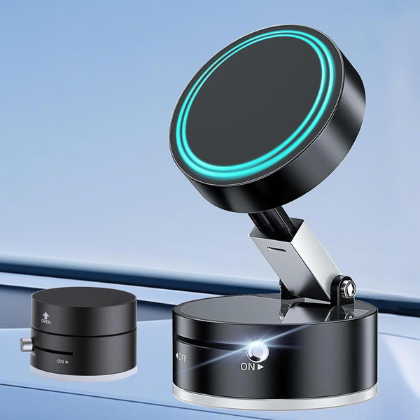 Foldable Magnetic Vacuum Phone Holder, Ultra Strong Suction Cup Phone Mount for Car/Travel/Desktop, Adjustable Vacuum Magnets Phone Stand Car