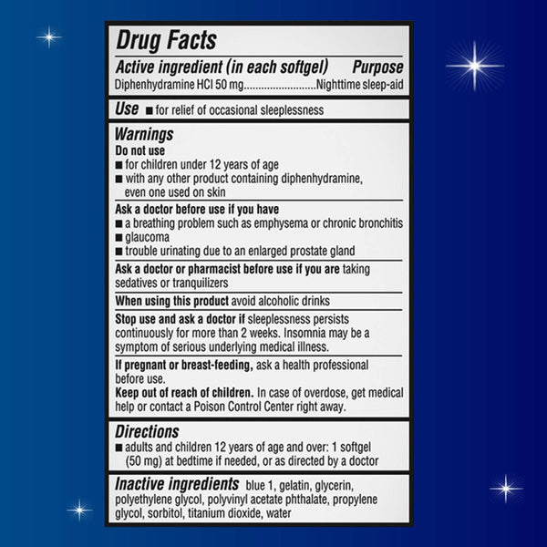 Unisom Nighttime Sleep-Aid Gels, Diphenhydramine HCI 50Mg, 100 Count