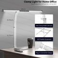2-In-1 Desk Lamp with RGB Backlight,Architect Desk Lamps for Home Office,24W Tall Desk Lamp with Clamp,60"Timer,25 Lighting Modes,Eye Protection