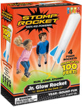 Stomp Rocket Jr Glow Rocket Launcher for Kids - 4 Glow-In-The-Dark Rockets - Outdoor Fun Toy Gift for Boys & Girls - STEM Soft Foam Blaster Set