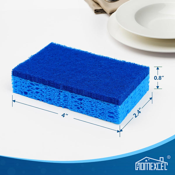 HOMEXCEL Sponges Kitchen 24Pcs, Non-Scratch Scrub Dish Sponges, Safe on Non-Stick Cookware,Dual Sided Cleaning Sponges for