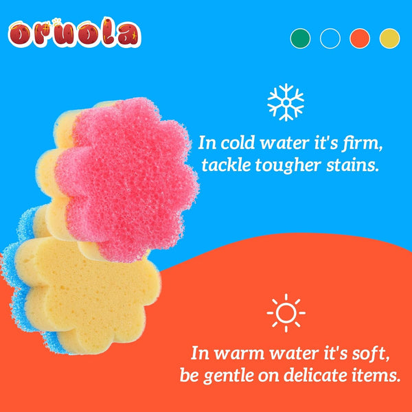 3Pcs Dish Soap Sponge, Dish Washing Sponge,Dual-Sided Temperature Scrubby Sponges,Flower Dual-Sided Sponge for Dish, Bathroom, Kitchen, Washing &