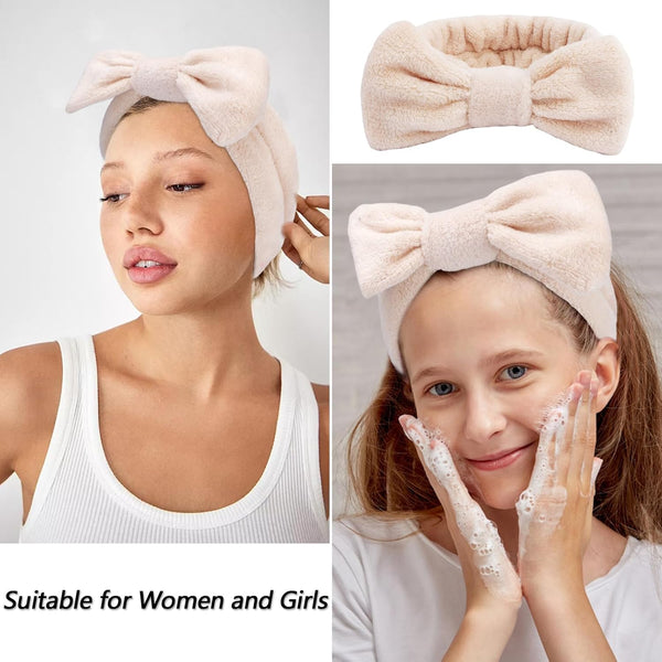 VELSCRUN 6 Pack Spa Headband, Makeup Headband, Face Wash Headbands, Skincare Headbands, Brown Sponge Hair Band Bow Tie Spa Head Band for Washing