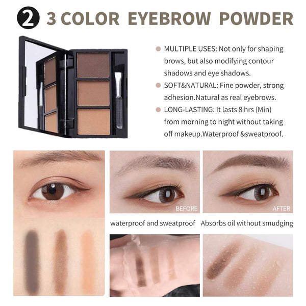 All in One Makeup Kit for Girls - 16 Colors Naked Eyeshadow Palette, 3Pcs Makeup Brushes, Waterproof Eyeliner Pencil, Eyebrow Powder,Eyebrow