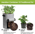 Potato Grow Bags with Flap 10 Gallon, 4 Pack Planter Pot with Handles and Harvest Window for Potato Tomato and Vegetables, Black and Gray