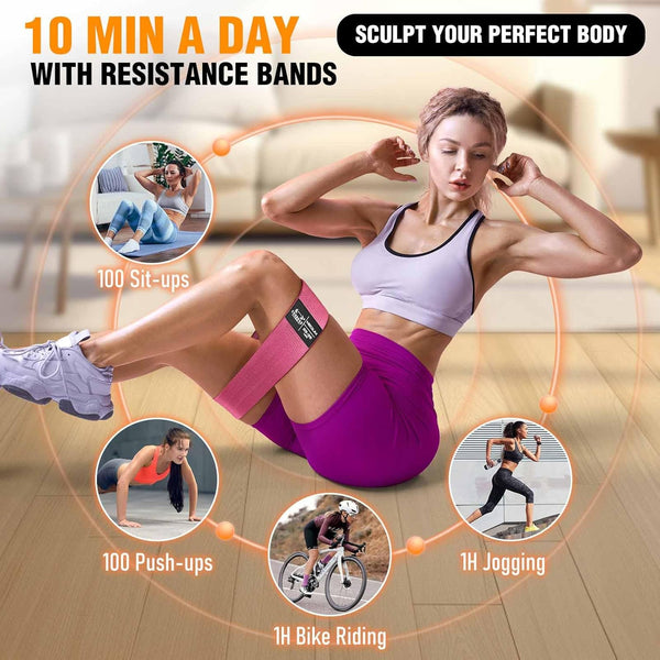 Fabric Resistance Bands for Working Out - Exercise Bands for Women and Men, Booty Bands for Legs and Butt, Yoga, Pilates, Rehab, Fitness and Home