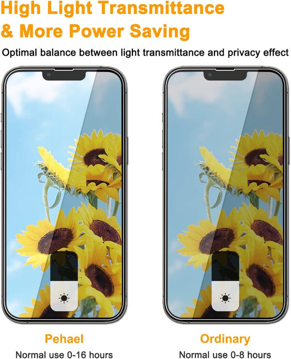 Pehael [2+2 Pack Iphone 13 Pro Max Privacy Screen Protector with Camera Lens Protector Full Coverage Anti-Spy Tempered Glass Film 9H Hardness
