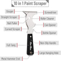 Bates- Paint Scraper, 10 in 1 Painters Tool, Paint Scrapers for Wood, Painters Tool, Painters Knife, Paint Scraper for Painting, Putty Knife,