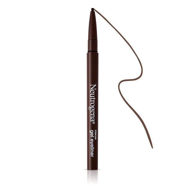 Neutrogena Intense Gel Eyeliner with Antioxidant Vitamin E, Smudge- & Water-Resistant Eyeliner Makeup for Precision Application, Dark Brown, 0.004 Oz