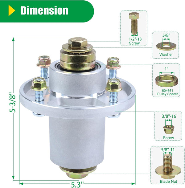 3 Pack 607418 Spindle Assembly with 604664 Pulley Replaces Hustler 607418 Spindle 607418, 601804 Hustler 601804 Spindle Assembly, Hustler Raptor