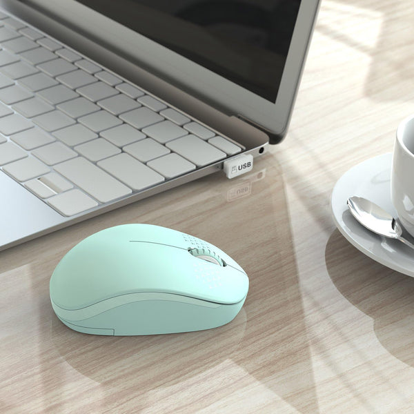 Seenda Wireless Mouse, 2.4G Noiseless Mouse with USB Receiver - Portable Computer Mice for PC, Tablet, Laptop with Windows System - Mint Green