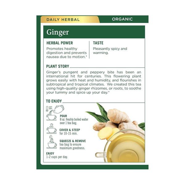 Traditional Medicinals Tea, Organic Ginger, Healthy Digestion, Pleasantly Spicy & Warming, 16 Tea Bags