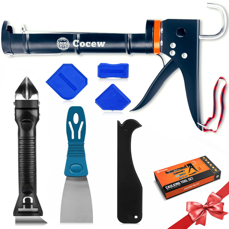 Caulk Gun Kit, Smooth Silicone Caulking Gun and Caulk Remover Tool, Sealant Finishing Tool Grout Scraper for Kitchen Bathroom Window Sink Joint,