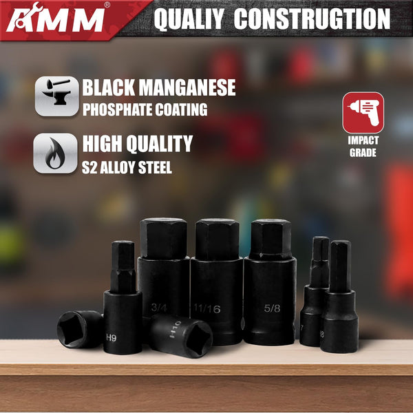 AMM 107PCS Allen and Torx Bit Socket Set, 1/4", 3/8" and 1/2" Drive,Extra Long Torx/Tamper Proof Torx/Hex/Ball End Hex,Sae/Metric Socket Set, S2