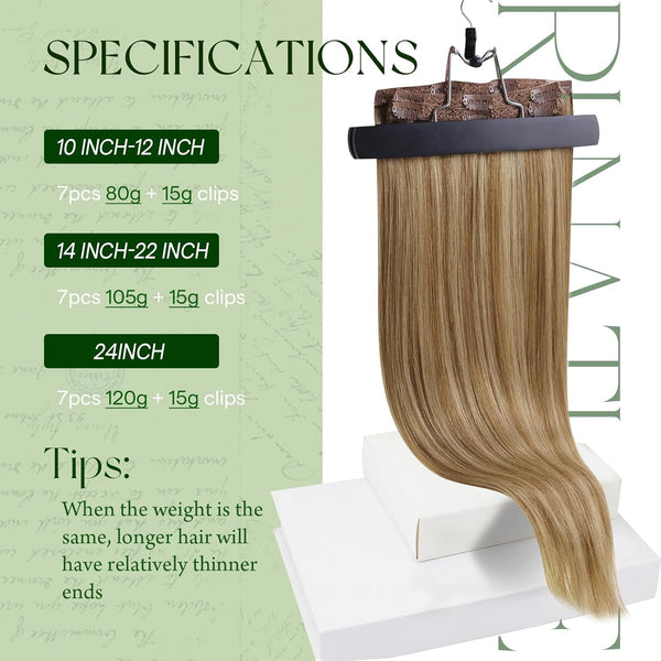 RUNATURE Clip in Hair Extensions Real Human Hair, Remy Hair Extensions Clip Ins for Women, Thick Natural Human Hair, 12 Inch 80G 7Pcs, 0P16 Dark