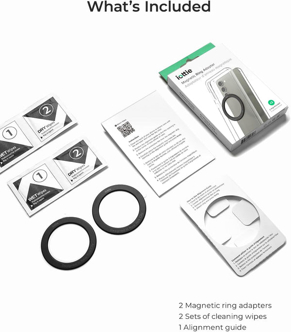 Iottie Universal Magsafe Ring Adapter for Android (2 Pack). Magnetic Adapter Ring Compatible with Magsafe Accessories & Wireless Chargers,
