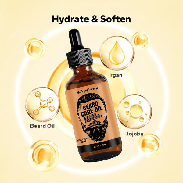 Beard Oil (3 Pack, 90Ml), Beard Growth & Conditioning Oil for Men, Hydrating Beard Moisturizer for Grooming & Care, Sandalwood, Cedarwood, Sweet