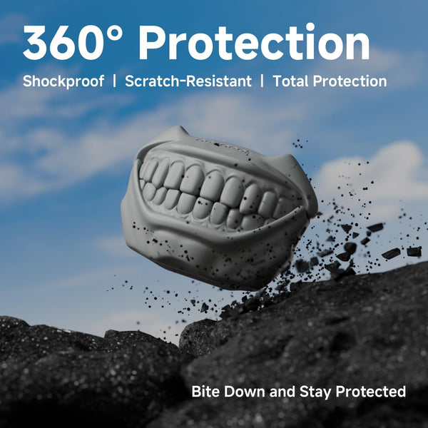 for AirPods Pro 2nd Generation Case, Unique Funny Teeth Design, Soft Silicone Shell, Compatible with Wireless Charging (Rock Gray) AirPods Pro 2 /