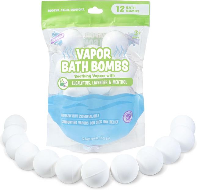 Tub Works® Vapor Bath Bombs for Toddlers & Kids, 12 Pack | Natural Essential Oil