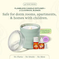 Lifelines Flameless Candle Aromatherapy Essential Oil Diffuser with Clickwick Essential Oil Blend - Cordless & Waterless Diffuser for Home -