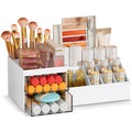 Subsky Makeup Organizer with Drawers, Easy Storage for Beauty Products Brushes, Multifunction Plastic Desk Organizer, Cosmetics Organizer for