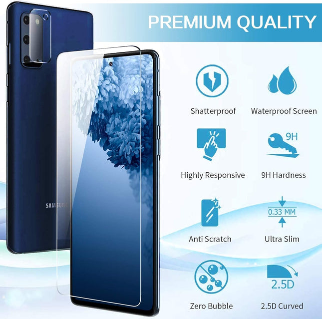 Galaxy S20 FE Screen Protector and Camera Protector, [3 Screen Protectors+3 Camera Protectors][Support Fingerprint] Temp