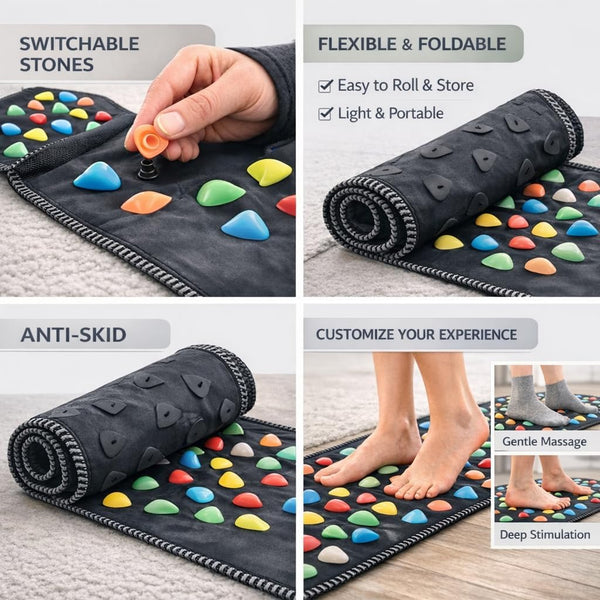 Long Foot Massage Mat 5.74Ft (68.9 X 13.78 Inches), Walk Stone Acupressure Pad for Feet, Acupoint Massager for Blood Circulation, Pain Relief,