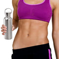 Yopay 2 Pack Stainless Steel Sports Water Bottles, 26OZ Single Walled 18/8 Stainless Steel Water Bottle with Handle, Uninsulate Metal Water Bottle