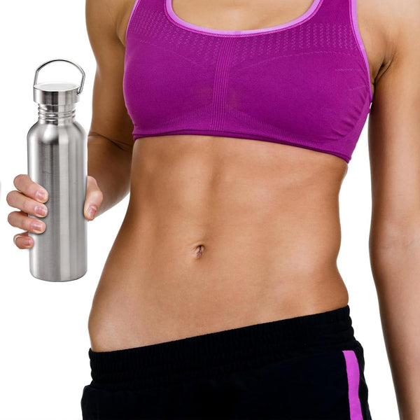 Yopay 2 Pack Stainless Steel Sports Water Bottles, 26OZ Single Walled 18/8 Stainless Steel Water Bottle with Handle, Uninsulate Metal Water Bottle