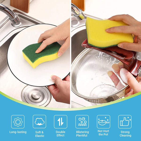 AIDEA Heavy Duty Scrub Sponge-50 Count, Cleaning Sponge, Kitchen Dish Sponge, Effortless Cleaning Eco Scrub Pads for Dishes,Pots,Pans All at Once