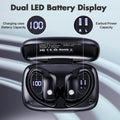 Wireless Earbuds Bluetooth Headphones 48Hrs Play Back Sports Earphones with LED Display Built in Mic Deep Bass Stereo in Ear Waterproof Headset