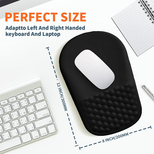 Ergonomic Mouse Pad Wrist Support with Massage Design, Wrist Rest Pain Relief Mousepad with Memory Foam&Non-Slip PU Base, Mouse Pads for Wireless
