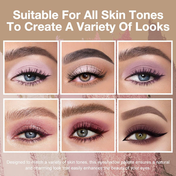 Kaely 6 Colors Mini Rose Gold Pink Eye Shadow Palette Makeup, Neutral Matte Shimmer Eyeshadow Palette for Older Women Highly Pigmented Waterproof,