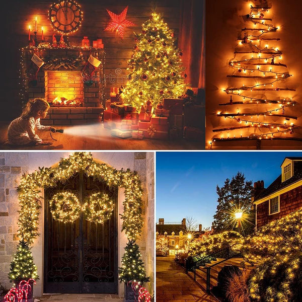 ODEETRONIC Christmas Lights, 21.63Ft 100 Count Incandescent Clear Christmas Lights, UL Certified Outdoor Christmas Mini Light Connectable, Green