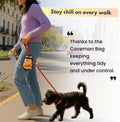 Dog Poop Bag Holder for Leash with Waste Bags and Keychain Clip, Easy Refill, Unscented, Doggy Walking Accessory, 1 Caveman Dispenser and 15 Count