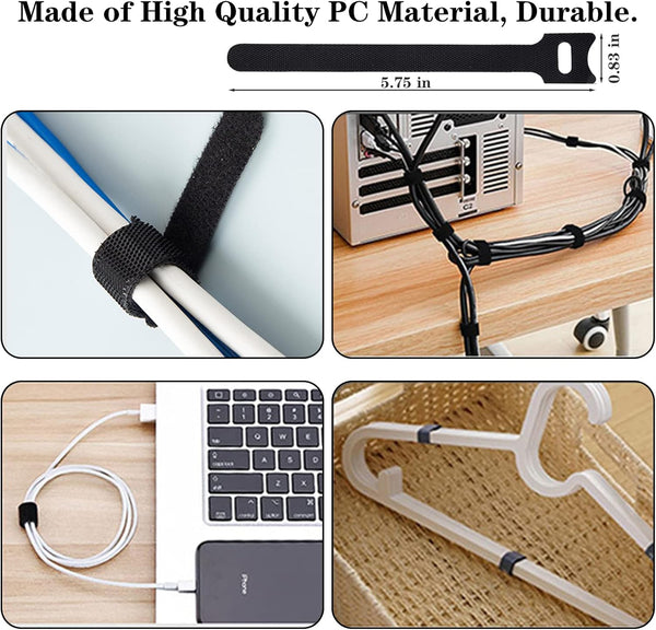 N NOROCME 192 PCS Cable Management Kit 4 Wire Organizer Sleeve,11 Cable Holder,35Cord Clips 10+2 Roll Cable Organizer Straps and 100 Fastening