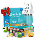 Tea Gifts for Women â Sampler Gift Basket with 15 Unique Blends, Honey Sticks, Stainless Tumbler & Gift-Ready Box (Teal)