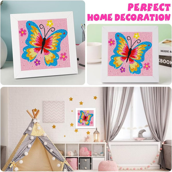 QEUOYSS Diamond Art Kit for Kids with Wooden Frame Art and Crafts for Kids Ages 6-8 -10-12 Easy to DIY Diamond Art for Kids and Adult Beginners