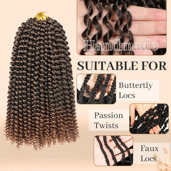 Passion Twist Hair - 12 Inch Water Wave Crochet Hair 8 Packs Short Crochet Braids Passion Twists Braiding Hair Bohemian Synthetic Hair Extension