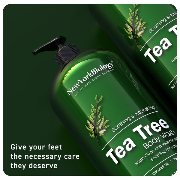 New York Biology Tea Tree Body Wash for Men and Women - Moisturizing Body Wash Helps Soothe Itchy Skin, Jock Itch, Athletes Foot, Nail Fungus,