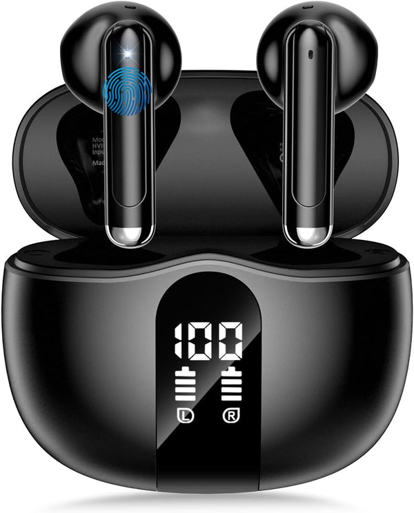 A40 Pro Wireless Earbuds, 50Hrs Playtime Bluetooth Earbuds Built in Noise Cancellation Mic with Charging Case, Headphones Stereo Sound, IPX7