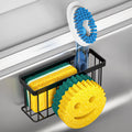 Sponge Holder Smiley Face, Sink Caddy for Kitchen Sink,Sponge Holder with 2 PCS Suction Cups/1 PCS Adhesive Strips, Designed for Sponge, Soap,