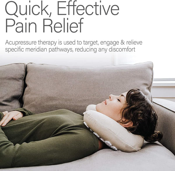 Kanjo Memory Foam Acupressure Neck Pillow - High Density Memory Foam Core - Travel Accessory Pillow - Relieves Neck Pain and Back Pain - Includes