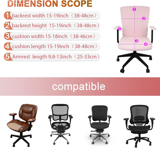 Tallew 4 Pieces Office Chair Covers Set Computer Universal Protective Stretchable Chair Seat Covers Desk Armrest Slipcov