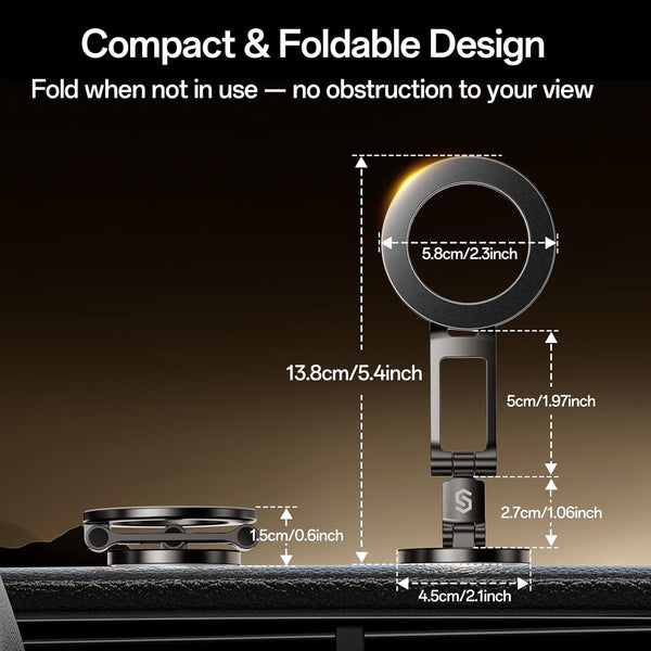 Syncwire Fits MagSafe Car Mount for Car Dash&Tesla Screen[All-Metal] Magnetic Phone Holder, [Flexible Three-axis]360° Rotation Car Mount Strong