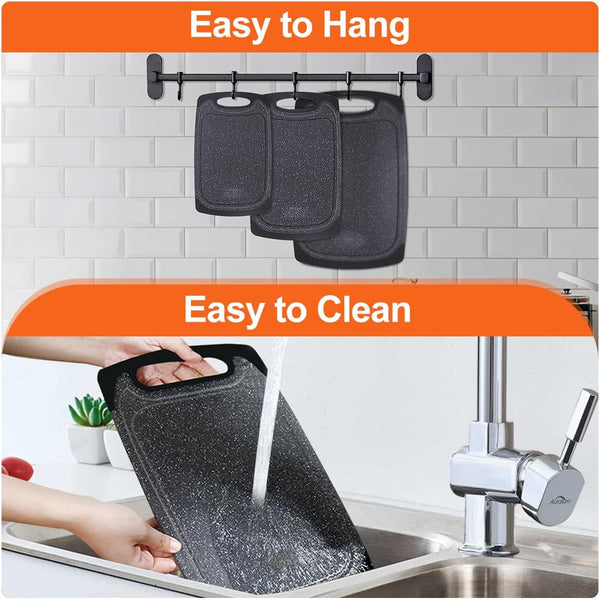 KIMIUP Kitchen Cutting Board (Set of 3),Professional Chopping Boards Sets,Dishwasher Safe Cutting Boards with Juice Grooves & Carrying Handle & No BPA